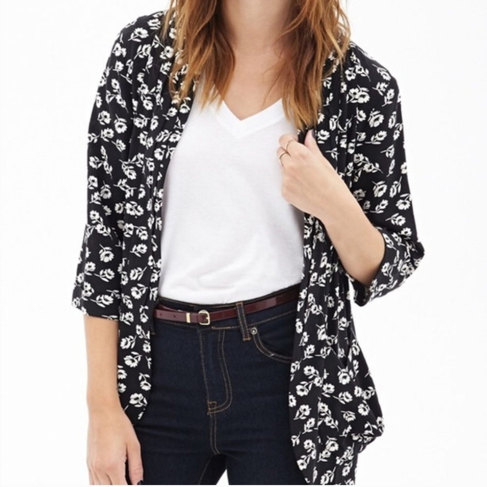 Forever 21 Floral Relaxed Blazer, Size S